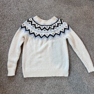 LOFT Camel, Wool, Mohair and Cotton Blend Fair Isle Sweater. Soft. Classic. EUC